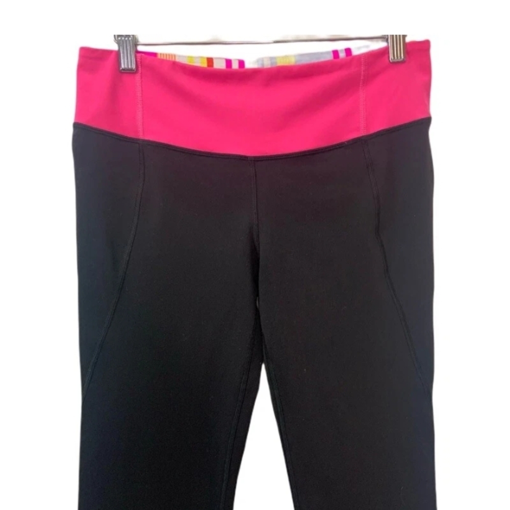 Lululemon Athletica Black Leggings with Pink Waistband